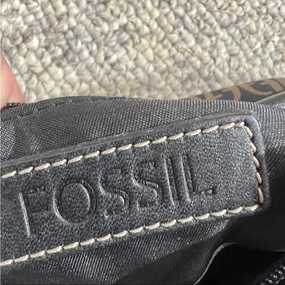 Vintage Y2K Fossil Shoulder Bag All Over Print Black and Brown Canvas - Picture 10 of 12